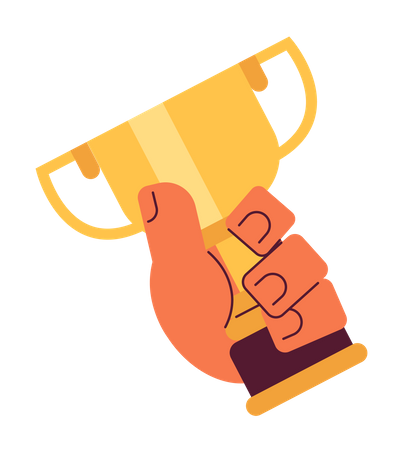 Holding golden cup award  Illustration