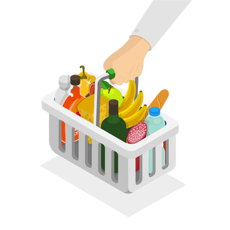 Holding Grocery Basket  Illustration
