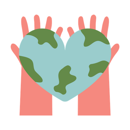 Holding heart-shaped earth  イラスト