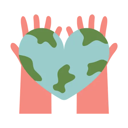 Holding heart-shaped earth  イラスト