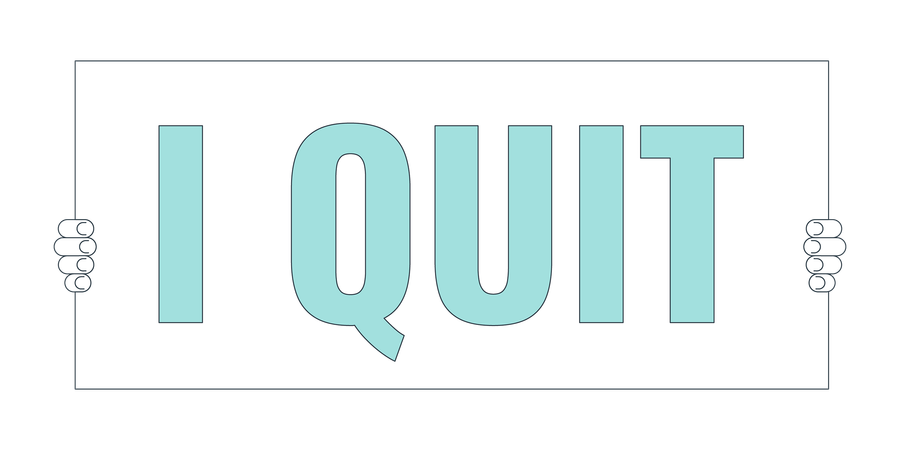 Holding i quit placard  イラスト