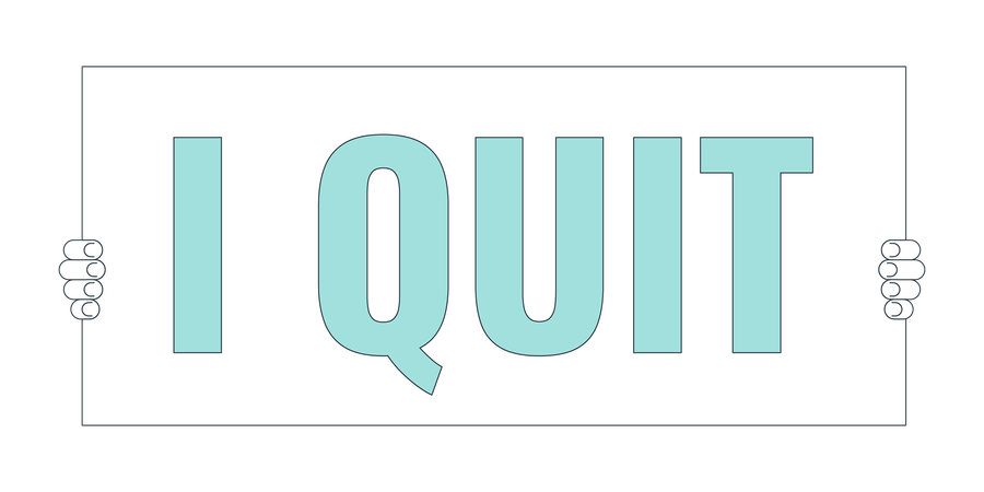 Holding i quit placard  Illustration