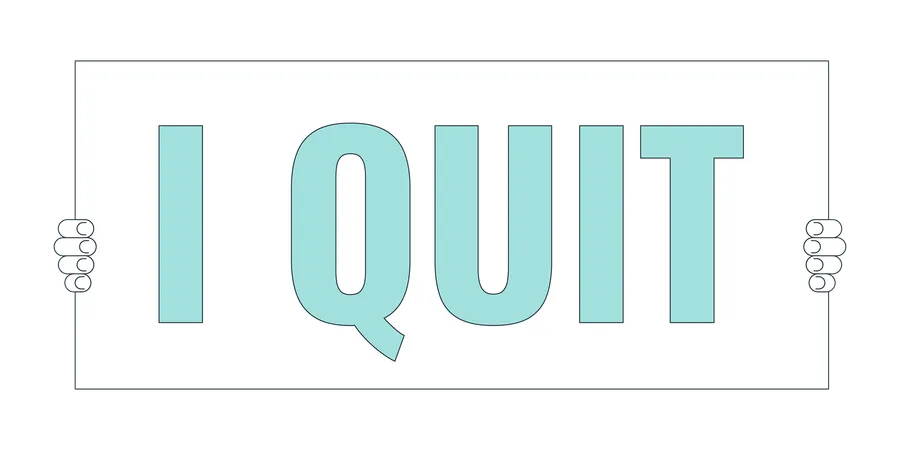 Holding i quit placard  Illustration