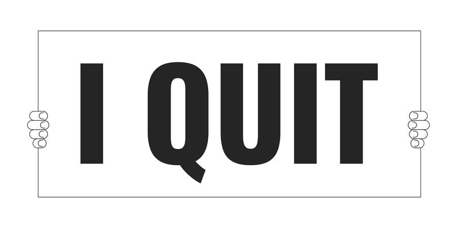 Holding i quit placard  Illustration