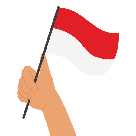 Holding Indonesia Flag  Illustration