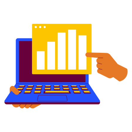 Tenir un analyste de données sur ordinateur portable  Illustration