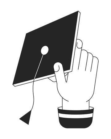 Holding mortarboard hat  hand  Illustration