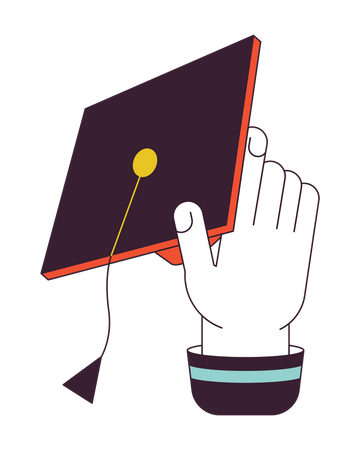 Holding mortarboard hat  hand  Illustration