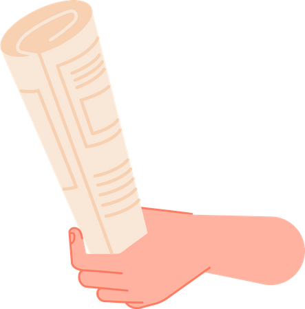 Holding newspaper  イラスト