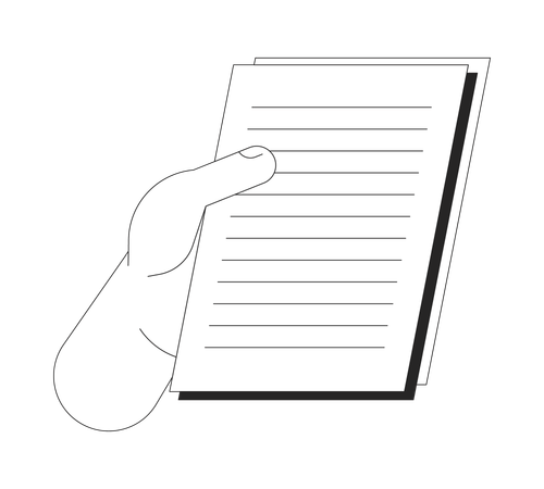Holding paperwork cartoon human hand outline illustration  Illustration
