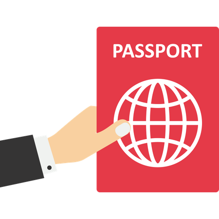 Segurando passaporte  Ilustração