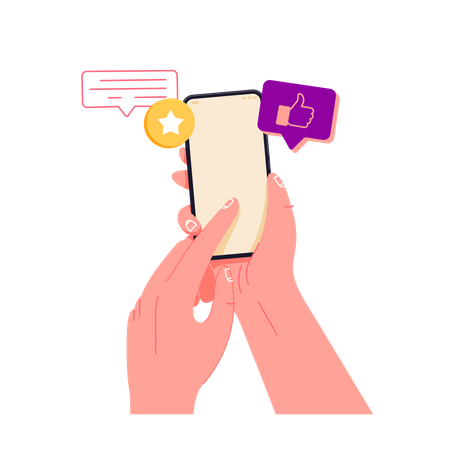 Holding phone in hand and rate content Illustration