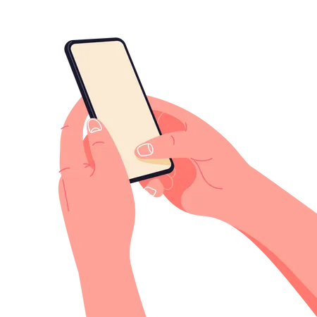 Holding phone in two hands Illustration