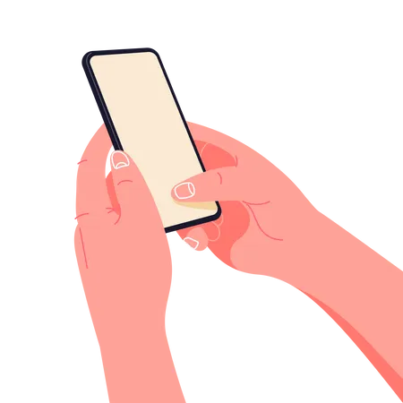 Holding phone in two hands  Illustration