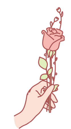 Holding rose flower  イラスト