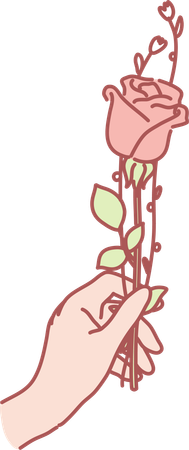 Holding rose flower  イラスト