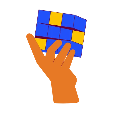 Holding rubik  Illustration