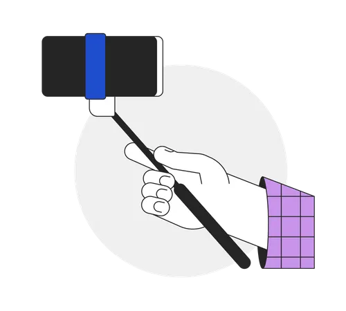 Holding selfie stick with smart phone Illustration
