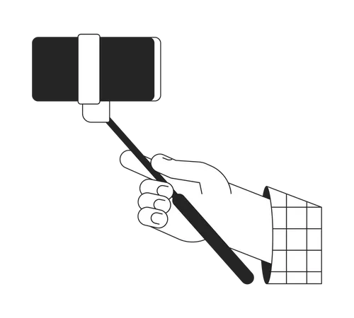 Holding selfie stick with smart phone Illustration