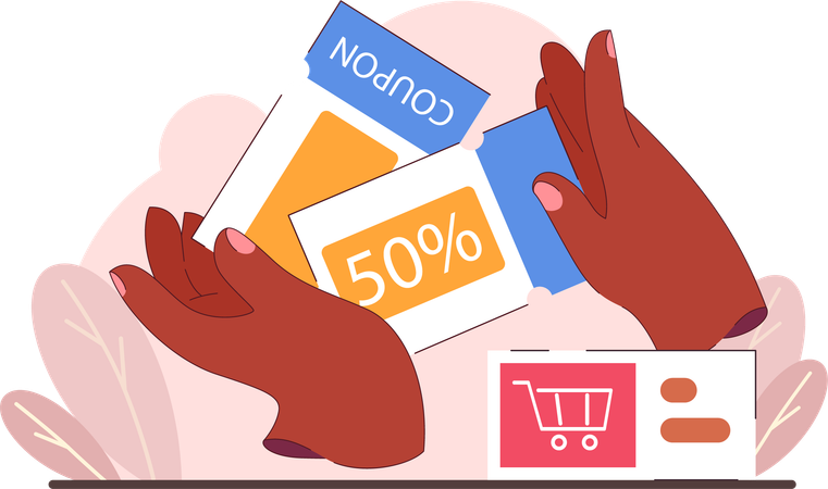 Holding shopping discount coupon  Illustration