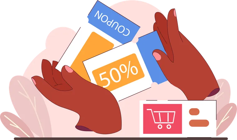 Holding shopping discount coupon  Illustration