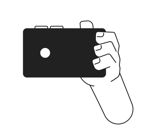 Holding Smartphone Monochrome Flat Vector Hand Taking Photo Editable Black And White Thin Line Icon Simple Cartoon Clip Art Spot Illustration For Web Graphic Design Illustration