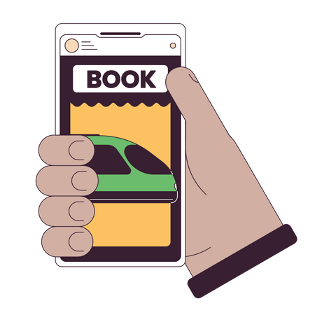 Holding smartphone for buying tickets  Illustration