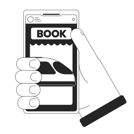 Holding smartphone for buying tickets  Illustration