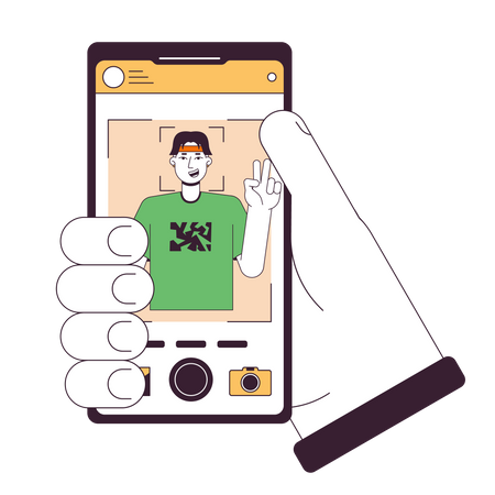 Holding smartphone with photo  Illustration