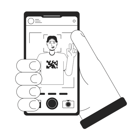 Holding smartphone with photo  Illustration