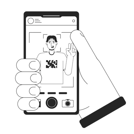 Holding smartphone with photo  Illustration