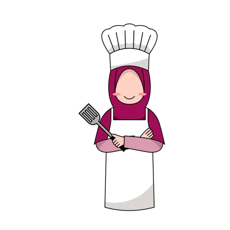 Muslimah Chef Logo Illustration