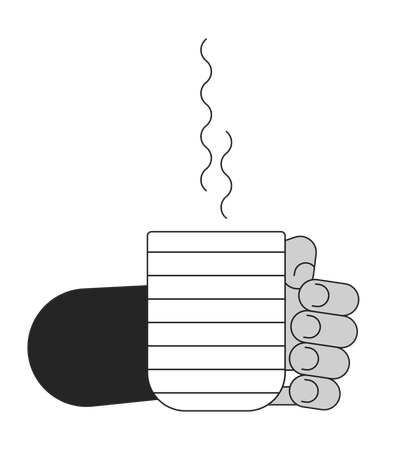 Holding steamed cup  イラスト