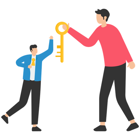 Holding success golden key  Illustration