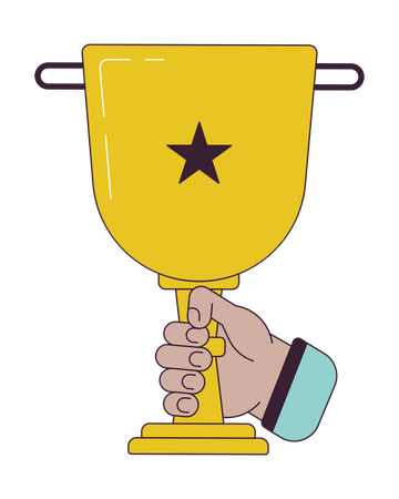 Holding trophy cup  Illustration