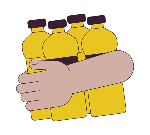 Holding Water Bottles Flat Line Concept Vector Spot Illustration Giving Water Valunteering 2 D Cartoon Outline Hand On White For Web UI Design Editable Isolated Color Hero Image Illustration