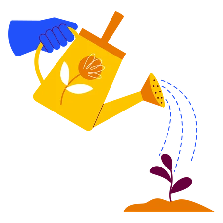 Holding watering can Illustration