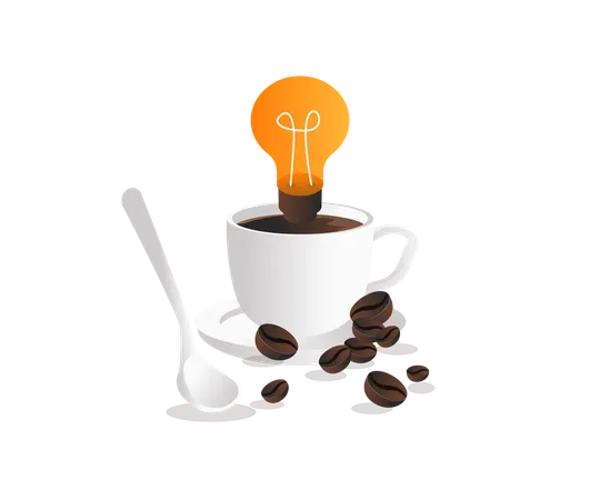 Holen Sie sich eine Idee mit einer Tasse Kaffee  Illustration