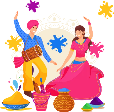 Holi Celebration Illustration
