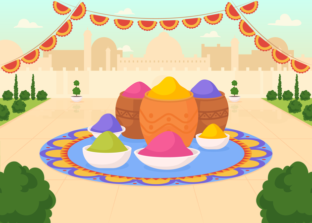 Holi colors  イラスト