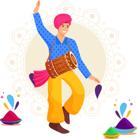 Best Premium Holi Dance Illustration download in PNG & Vector format