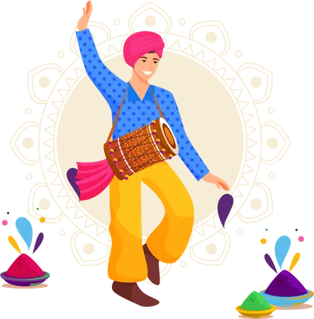 Holi Dance Illustration