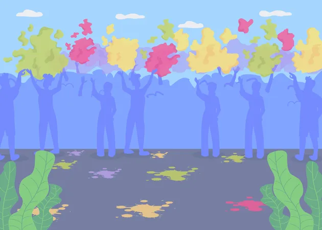 Holi party scene  Illustration