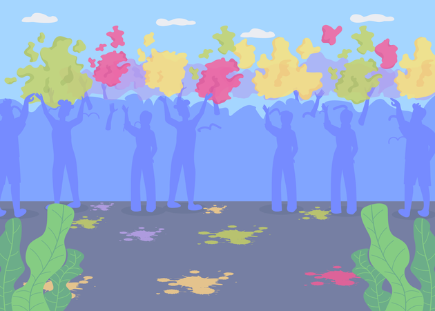 Holi party scene  イラスト