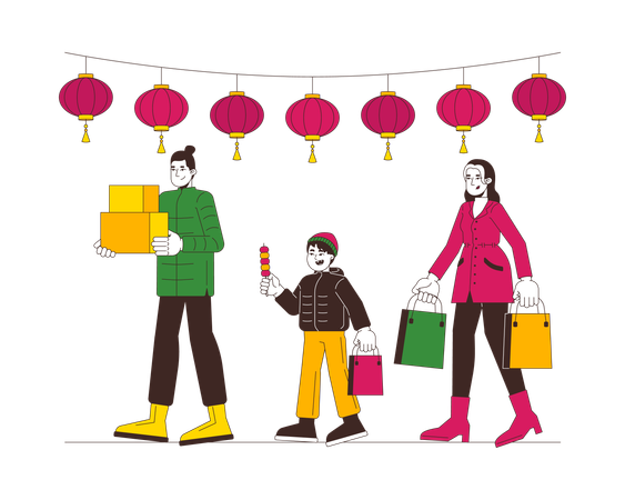 Holiday shopping sales on Chinese New Year  Illustration