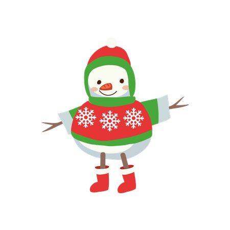 Holiday snowman standing in park  Illustration