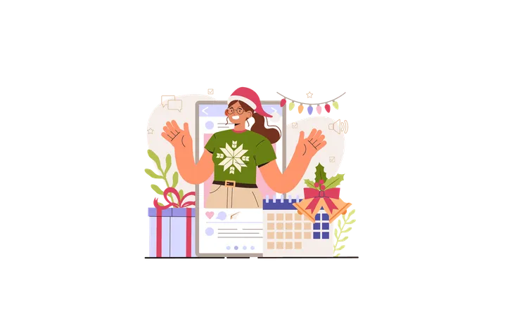 Holidays Content Social Media Content Manager Guidance How Create Visual Content Digital Promotion Technology Flat Vector Illustration Illustration