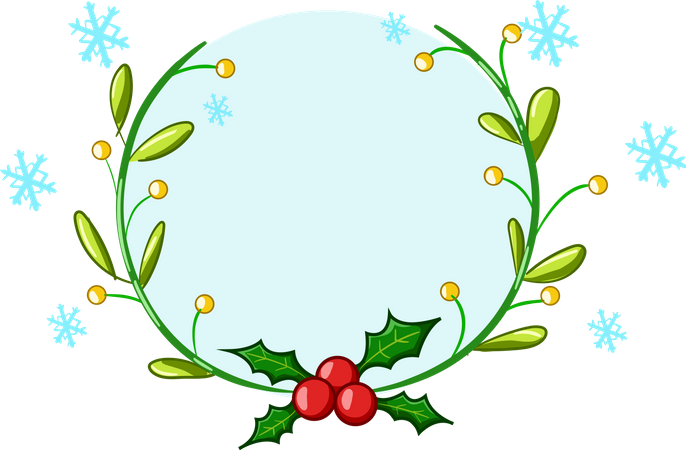 Holly wreath with crystals  Illustration