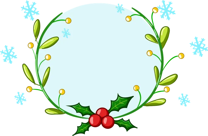Holly wreath with crystals  Illustration