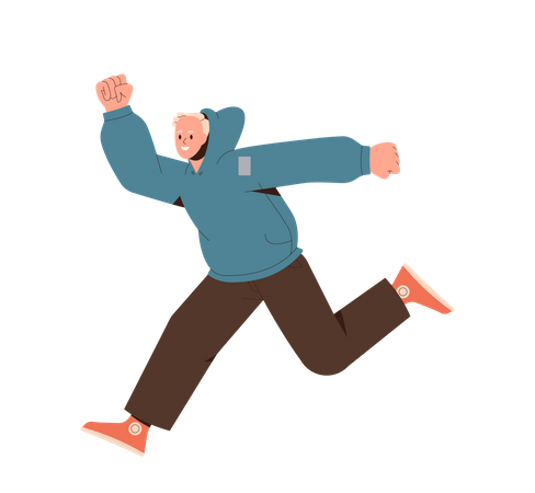 Hombre feliz activo saltando en el aire  Ilustración